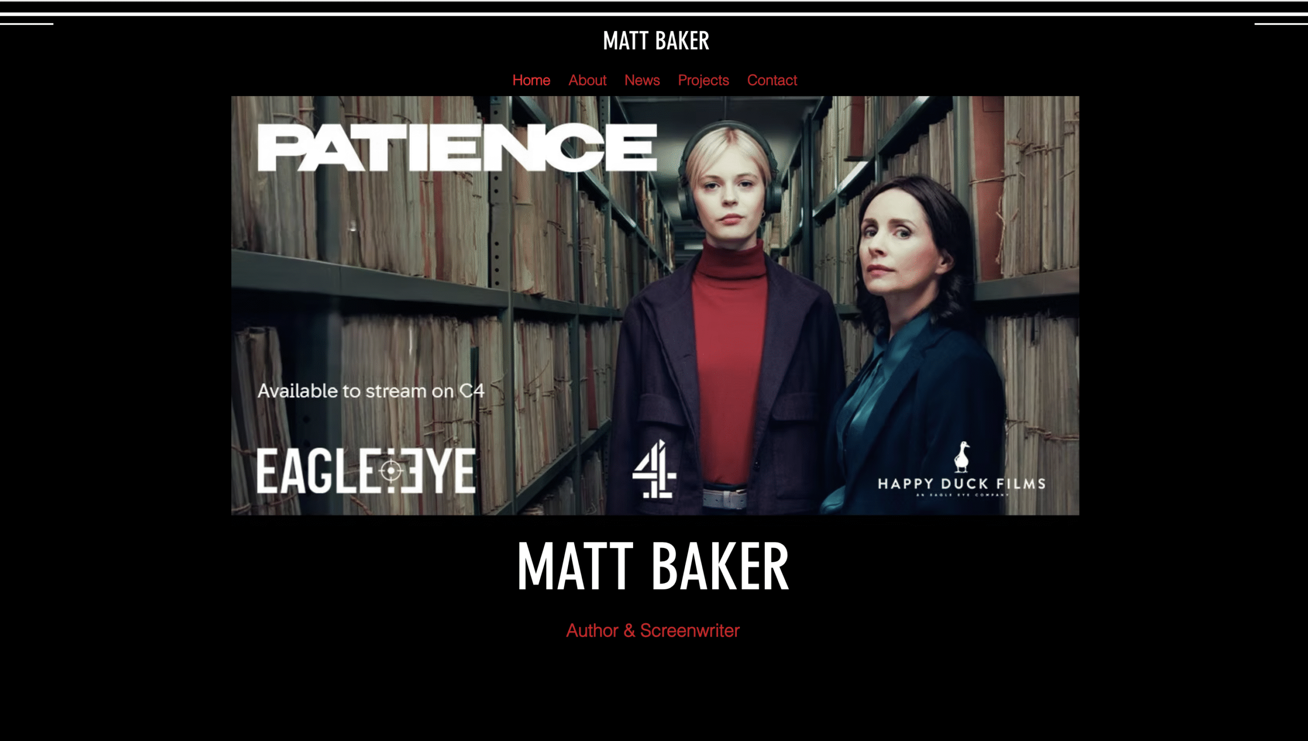 Matt Baker Writer website preview